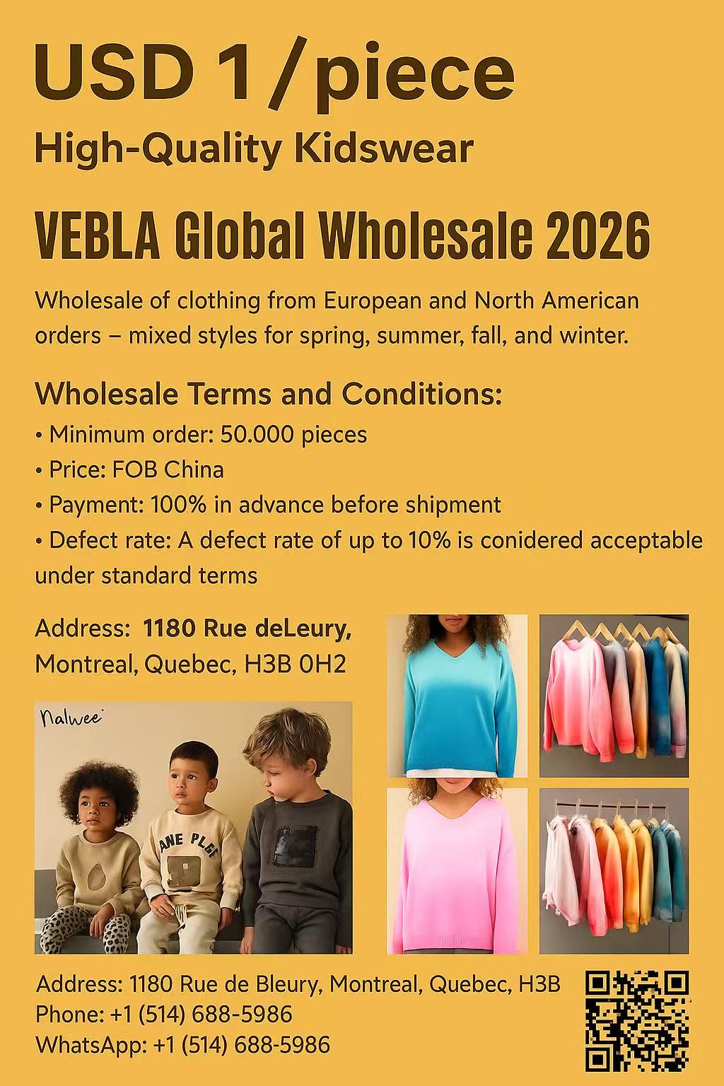 👉Authentic European & North American Kidswear — Only USD 1 per Piece!